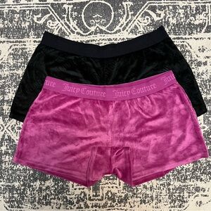 Juicy Couture Black and Purple Velvet Shorts